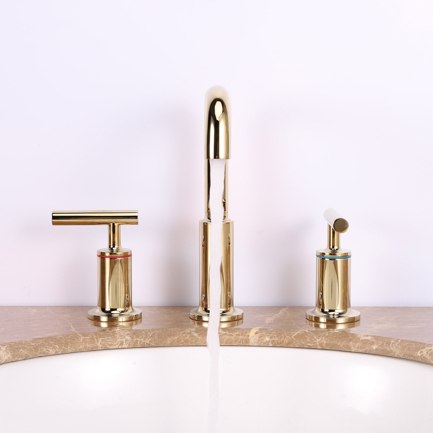 Eviva Purist 2 Handles 3 Holes Gold Coated Bathroom Sink Faucet