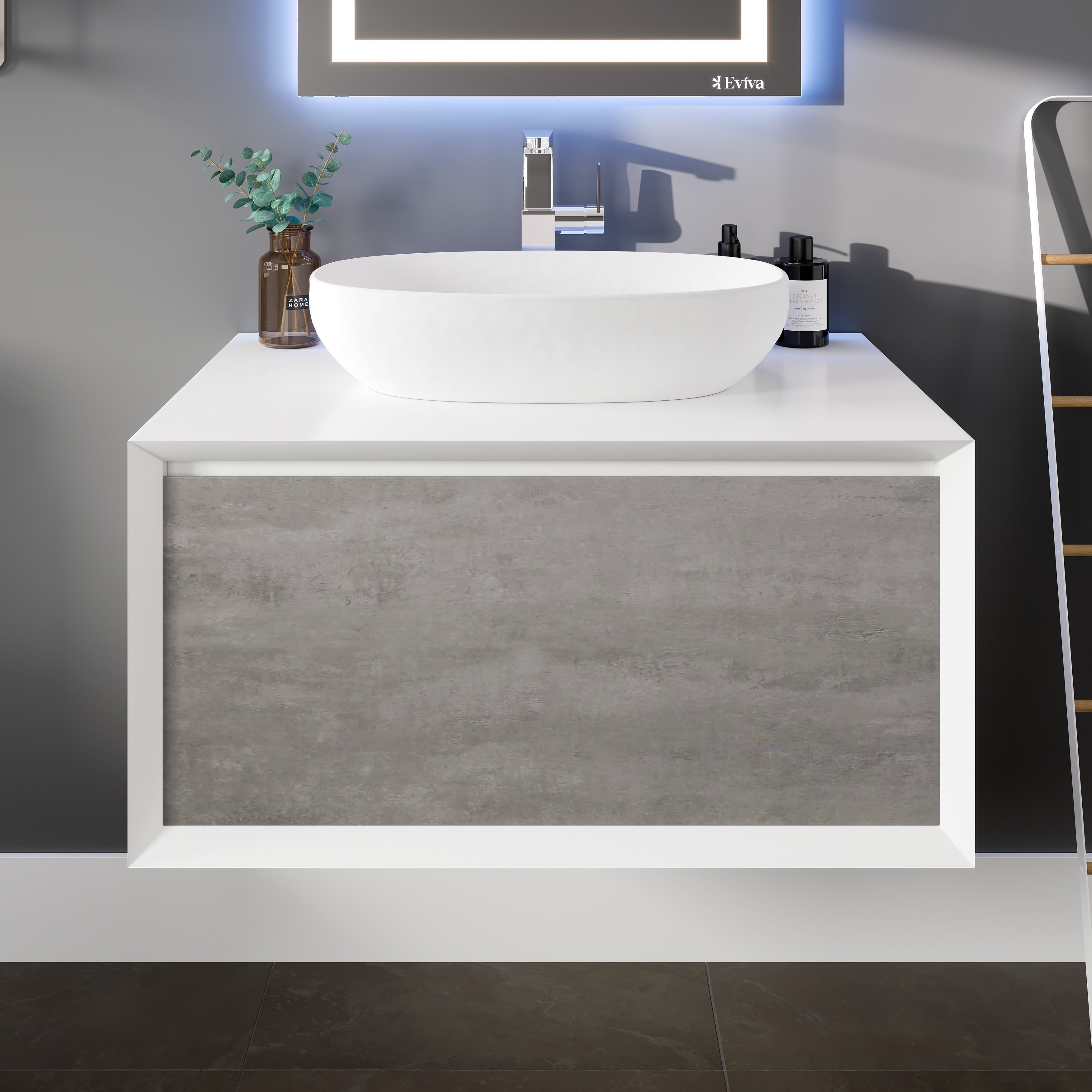 Eviva Santa Monica 30 In. Grey Wall Mount Vanity