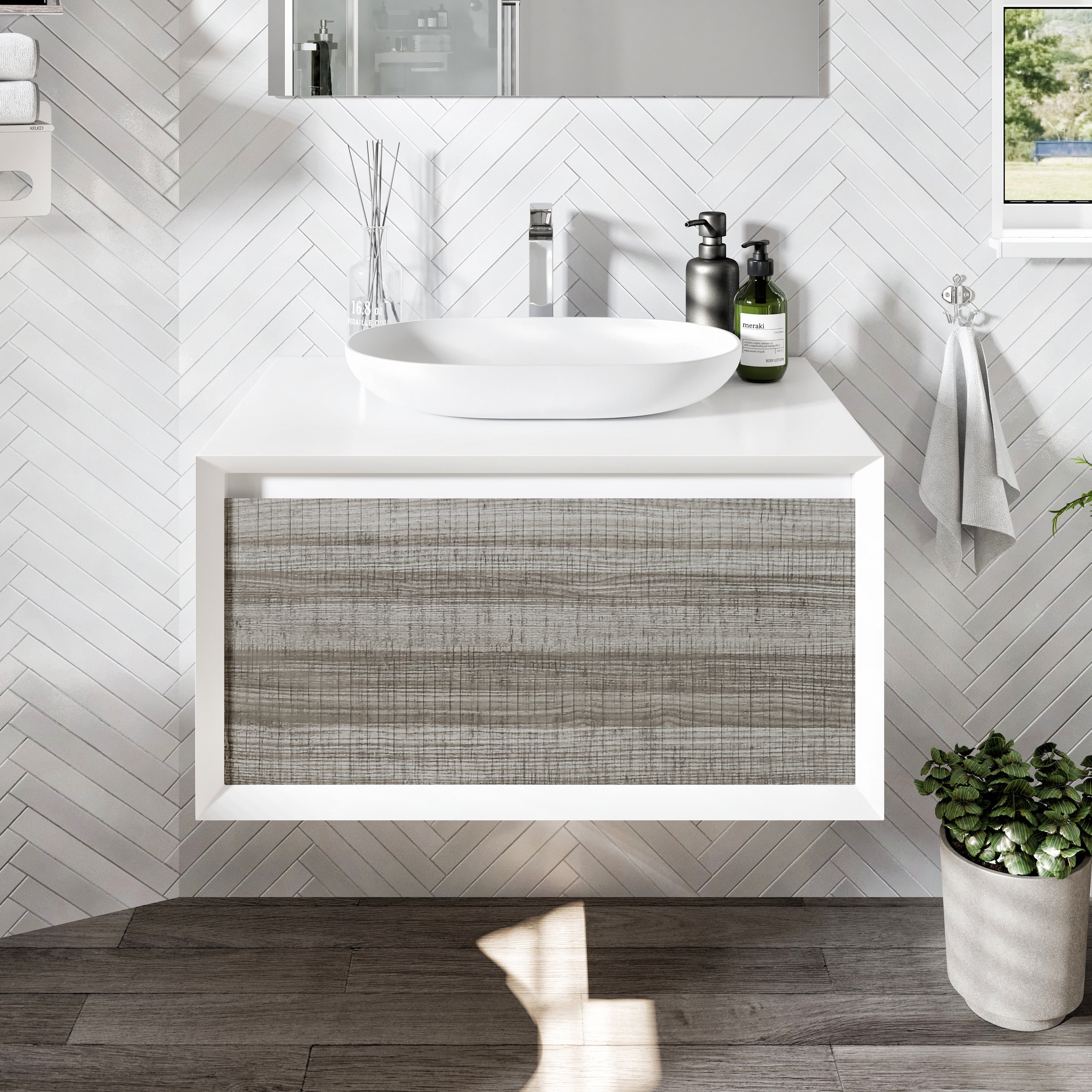 Eviva Santa Monica 36 In. Ash Wall Mount Vanity