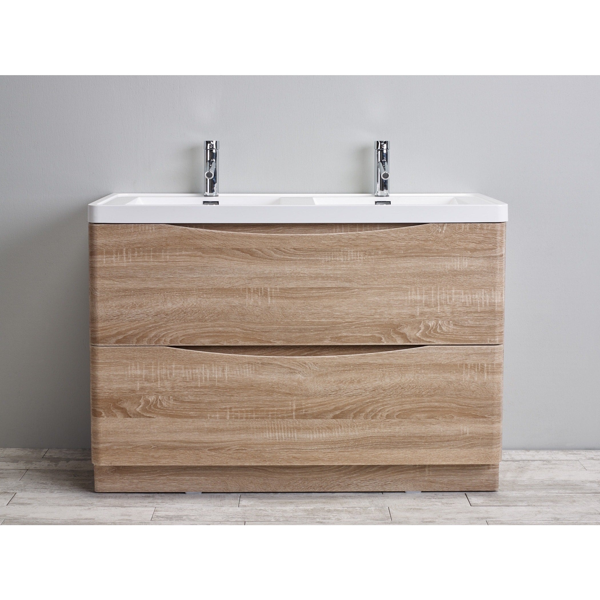 Eviva Smile 48 White Oak Vanity With White Acrylic Double Sink