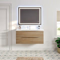 Eviva Smile White Oak 48 Inch Wall Mount Bathroom Vanity With White Acrylic Sink