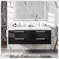 Eviva Surf 57 Inch Black Wood Modern Bathroom Vanity Set With Integrated White Acrylic Double Sink