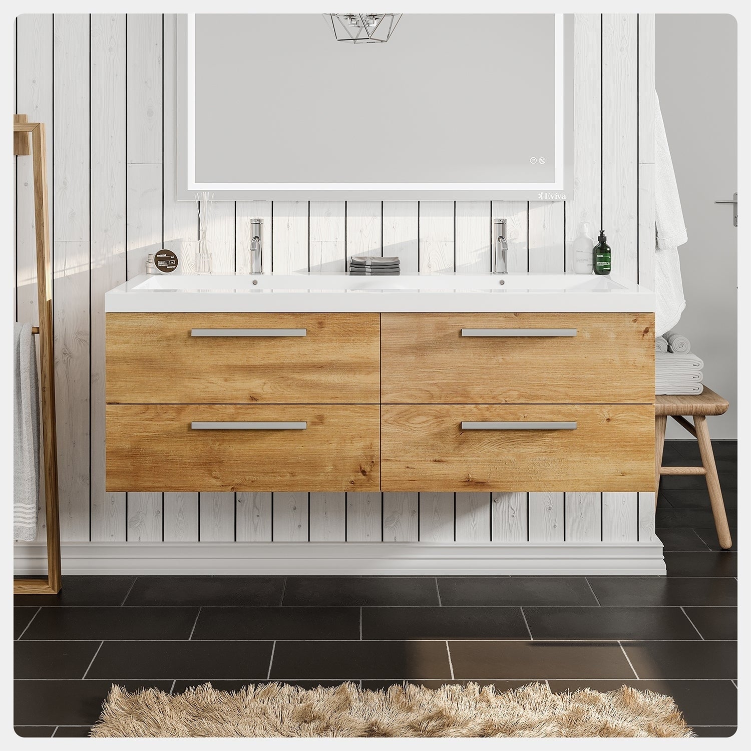 Eviva Surf 57 Natural Oak Bathroom Vanity