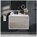 Eviva Vienna 36 In. Cement Grey And White Wall Mount Bathroom Vanity With White Integrated Acrylic Sink N A