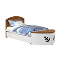 Evon Twin Captain Bed W Trundle White Oak Brown Nautical Coastal Theme