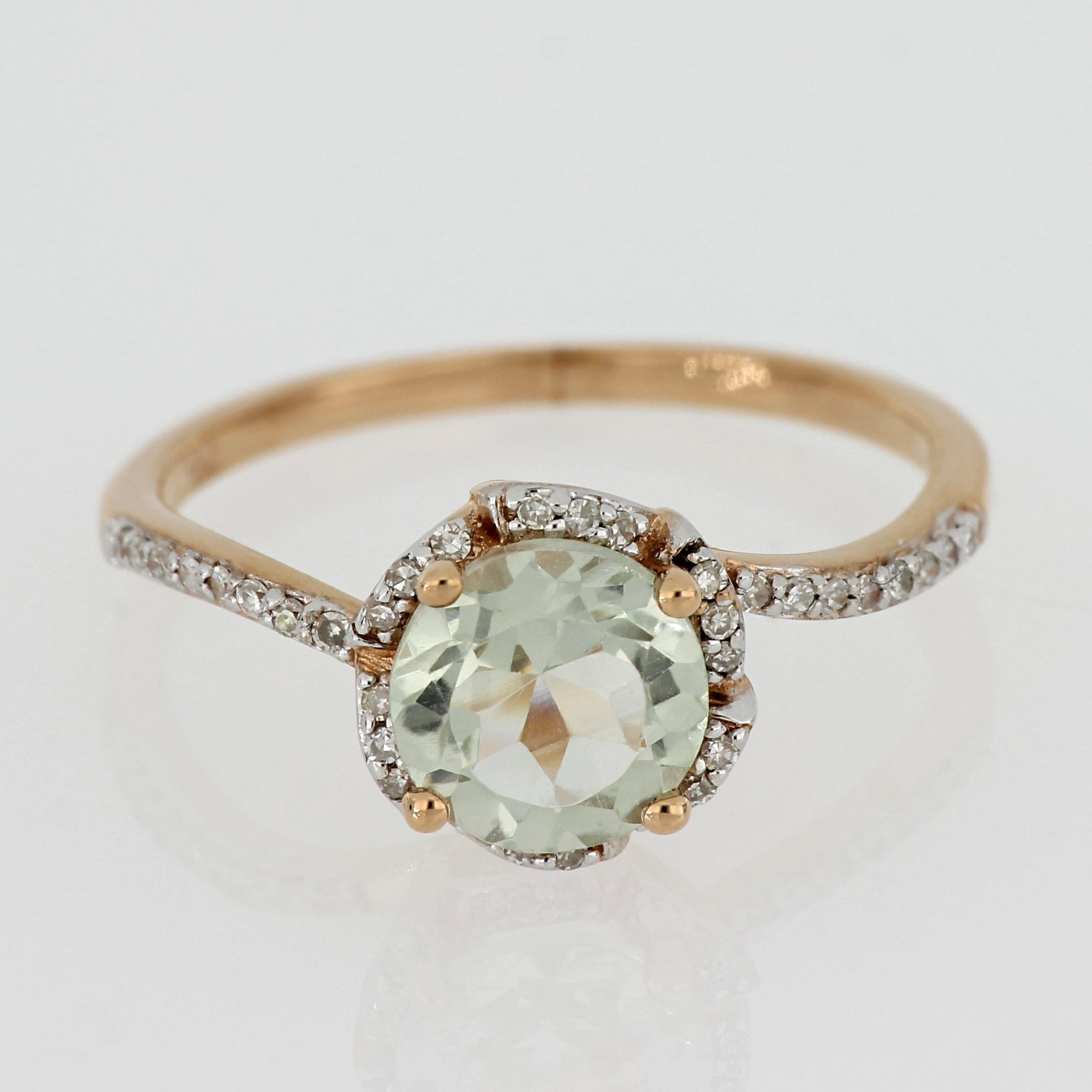 Miadora Signature Collection 14K Rose Gold Green Amethyst And 1 10Ct Tdw Diamond Flower Twist Slende