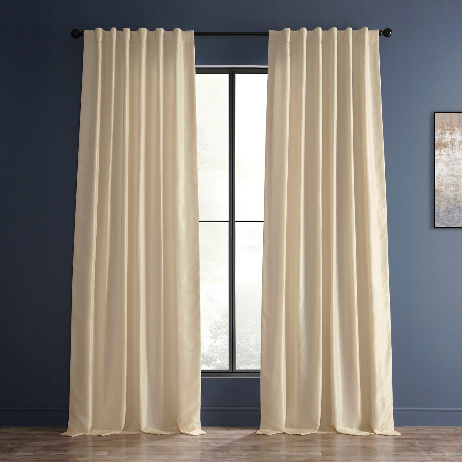 Exclusive Fabrics Off White Vintage Faux Textured Dupioni Silk Curtain