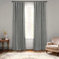 Exclusive Fabrics Storm Grey Vintage Faux Textured Dupioni Single Silk Curtain Panel