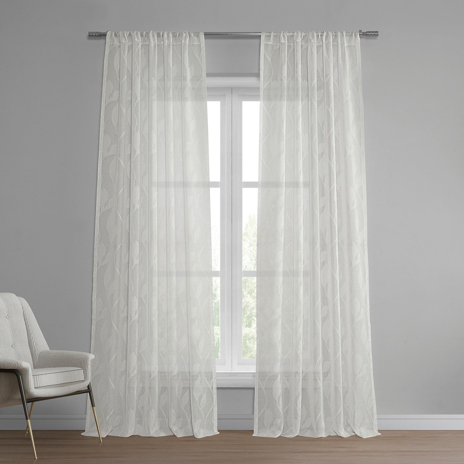 Exclusive Fabrics Avignon Vine Patterned Faux Linen Sheer Curtain