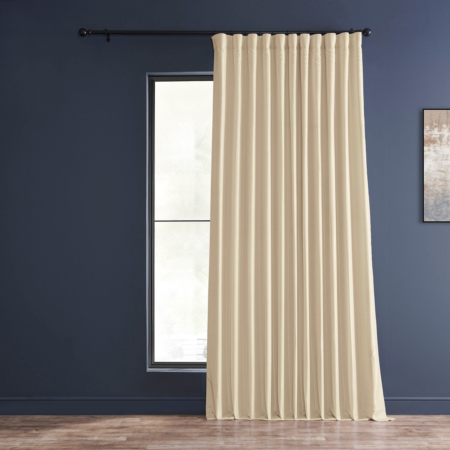 Exclusive Fabrics Faux Silk Extra Wide Blackout Single Curtain Panel