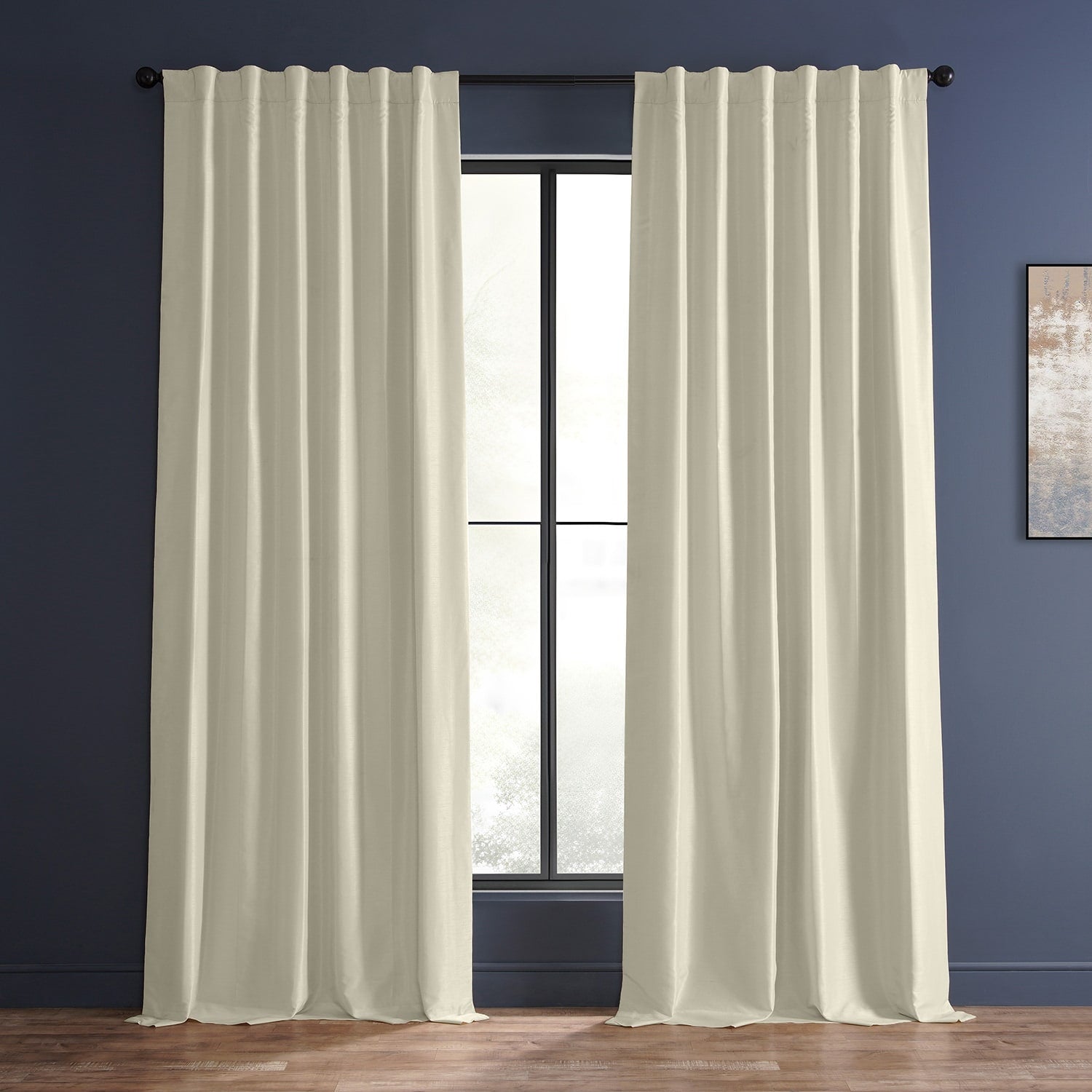 Exclusive Fabrics True Blackout Vintage Textured Faux Dupioni Silk Curtain Panel