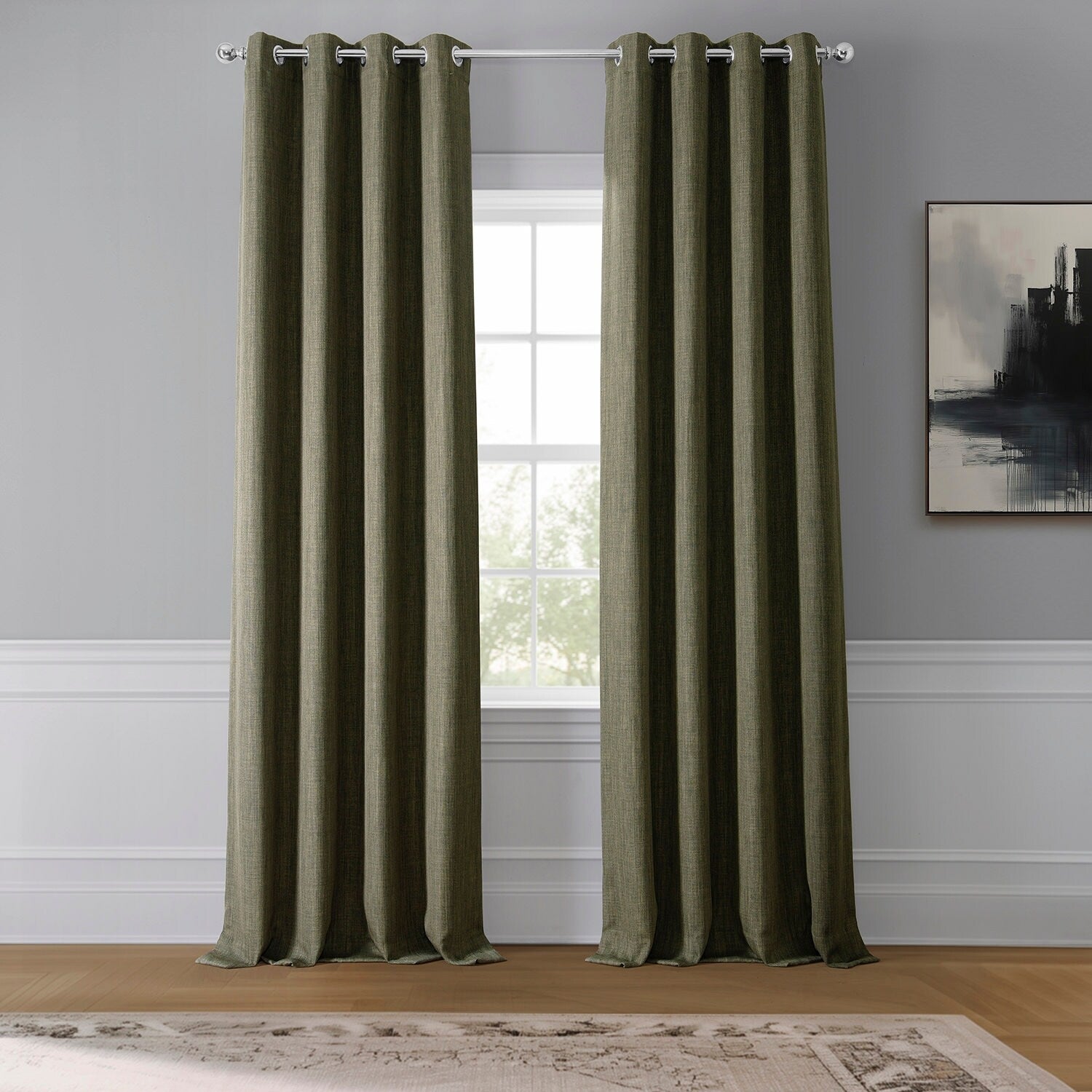 Exclusive Fabrics Faux Linen Grommet Blackout Curtain