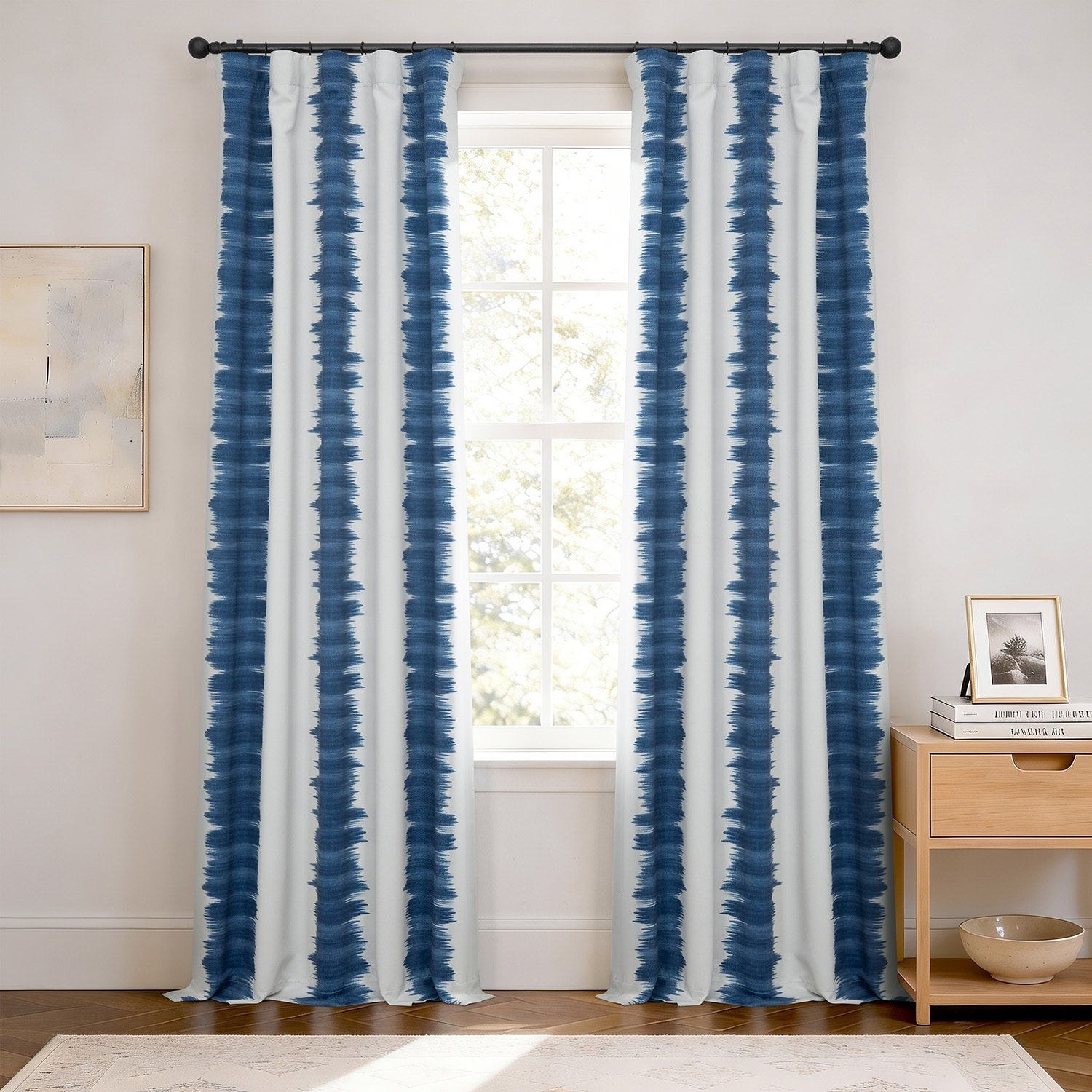 Exclusive Fabrics Flambe Striped Pattern Blackout Curtain Panel Pair