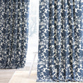 Exclusive Fabrics Fleur Blue Cotton Printed Single Curtain Panel