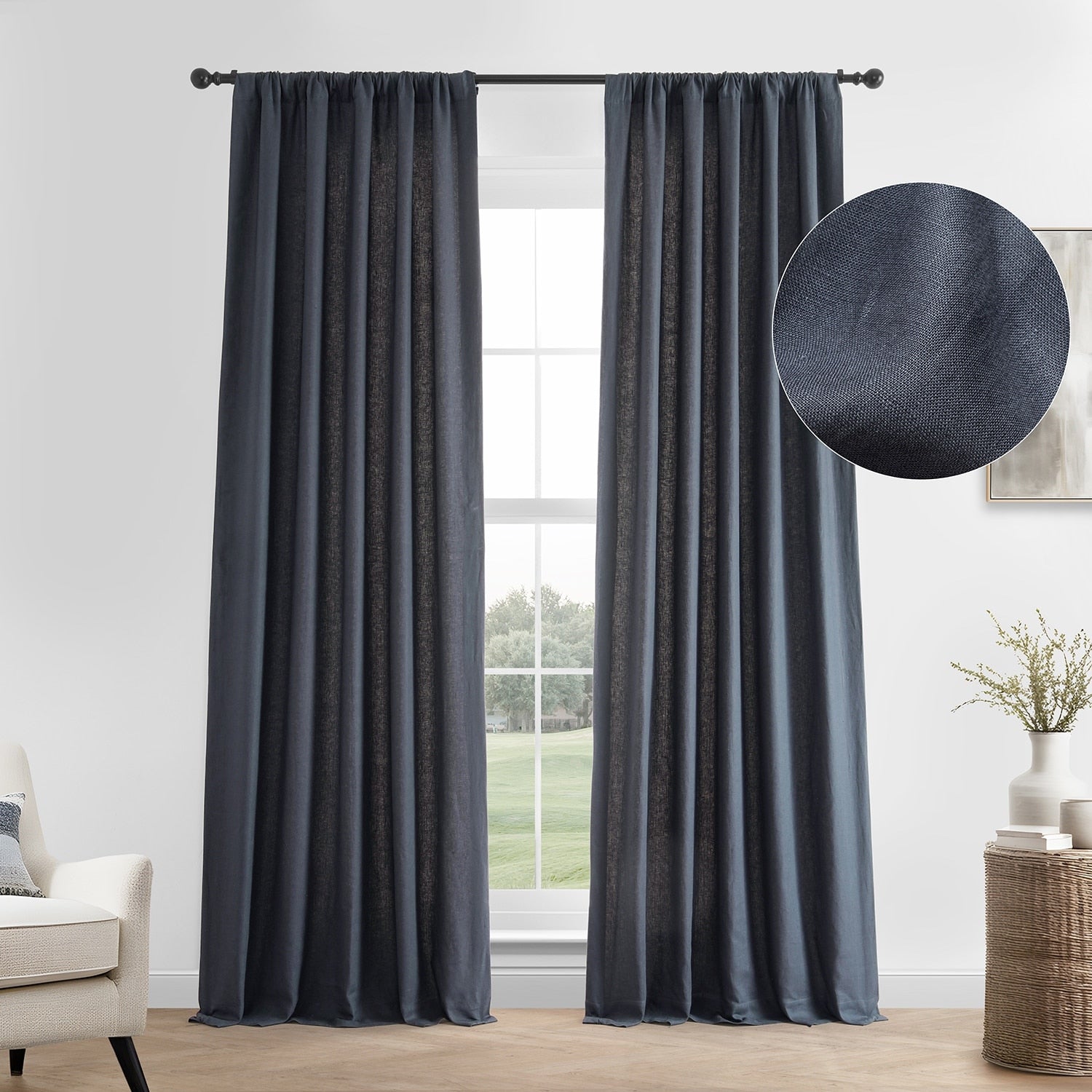 Exclusive Fabrics French Linen Lined Curtain Panel