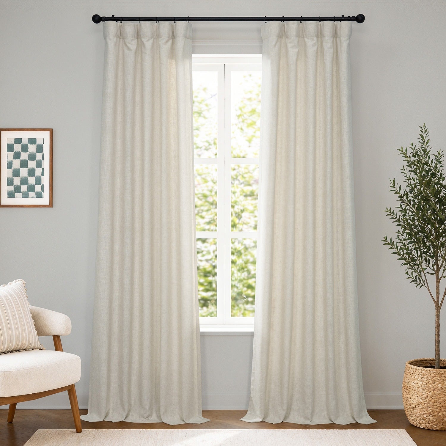 Exclusive Fabrics Heavy Grey Faux Linen Curtain