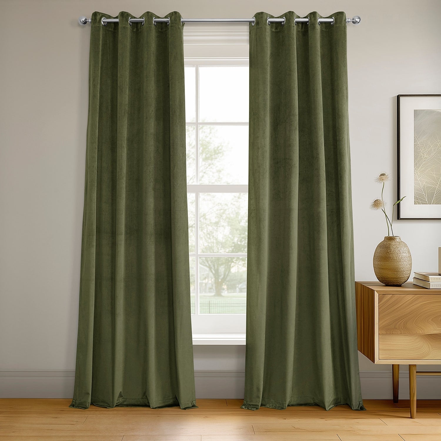 Exclusive Fabrics Hunter Green Grommet Velvet Blackout Curtain Panel