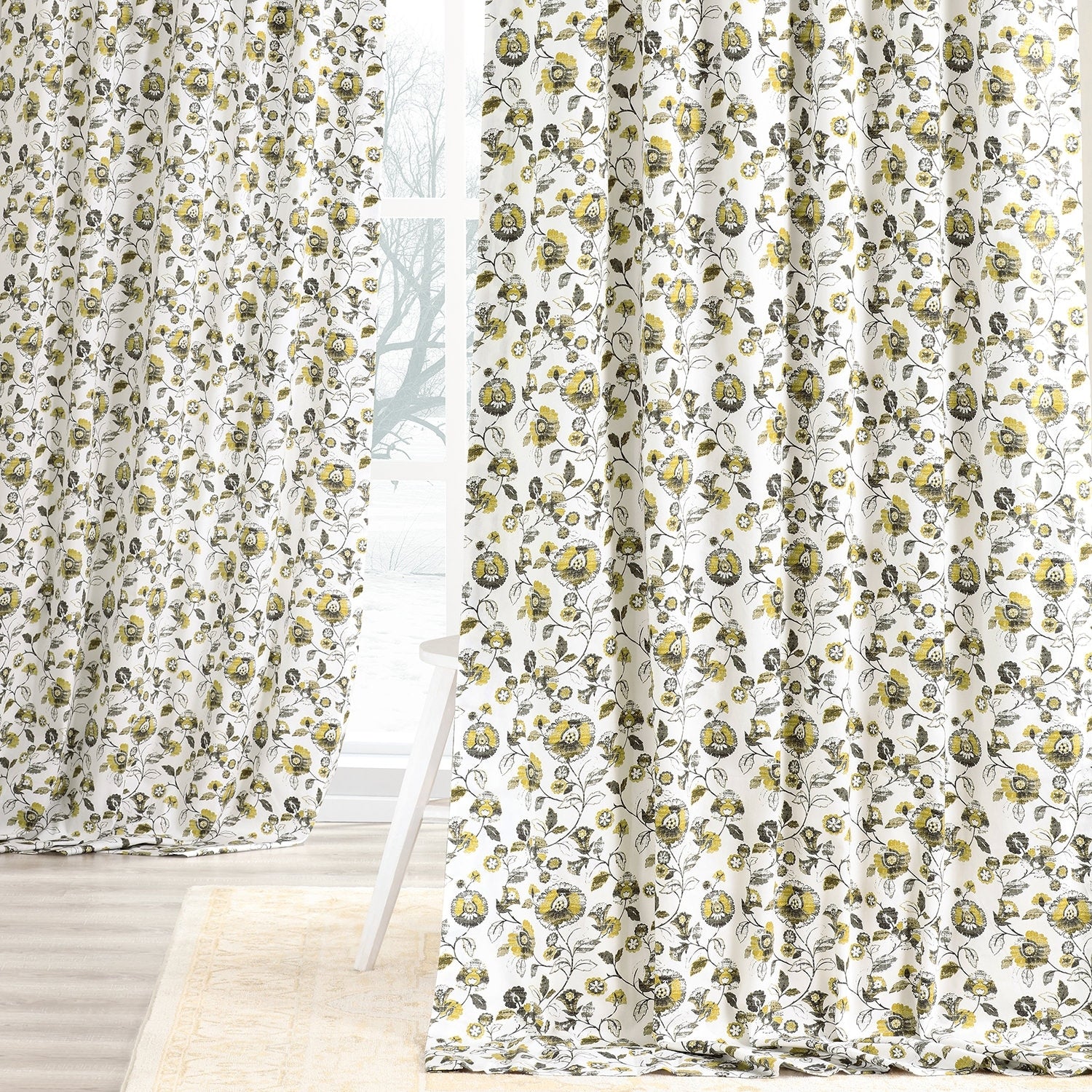 Exclusive Fabrics Madison Gold And Grey Digital Printed Cotton Twill Curtain