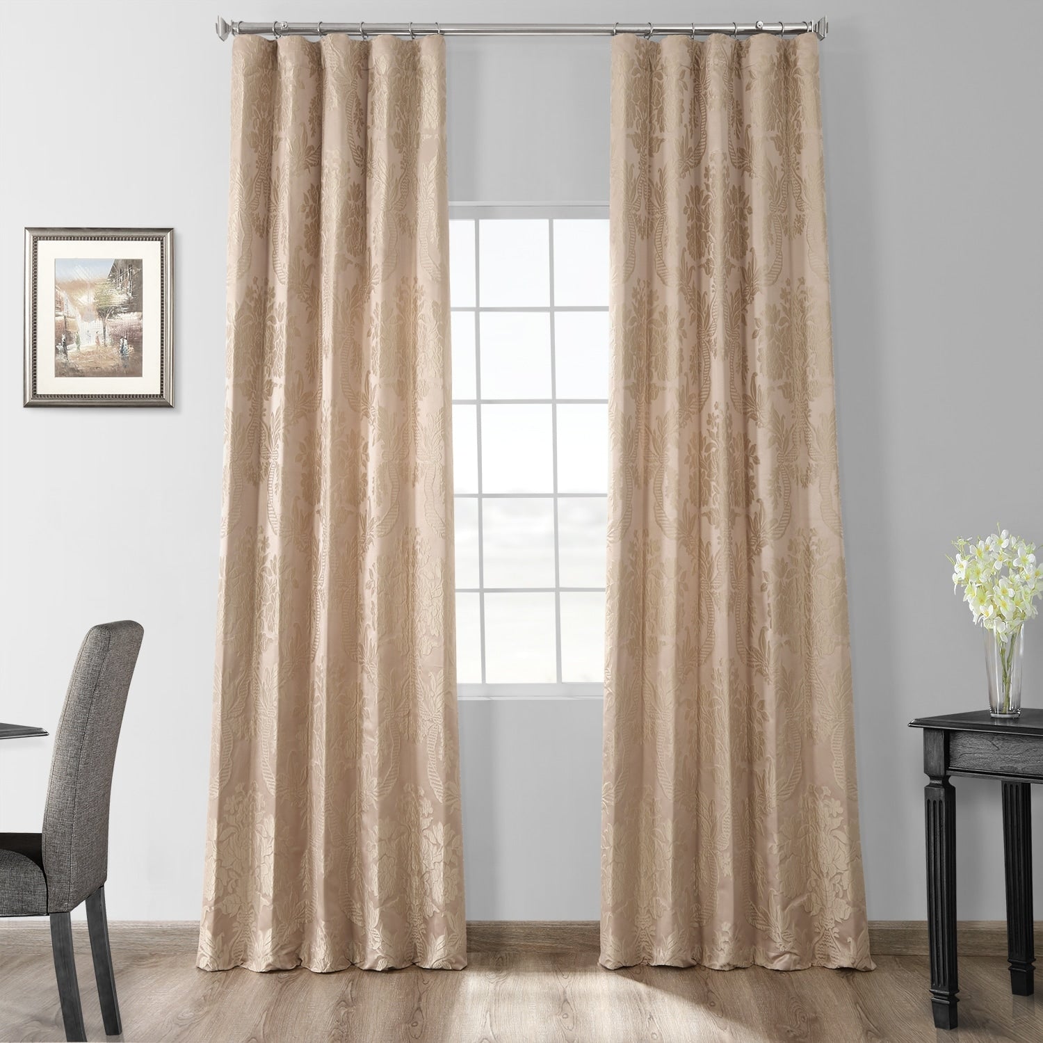 Exclusive Fabrics Magdelena Faux Silk Jacquard Curtain 50 W X 84 120 L