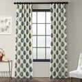 Exclusive Fabrics Teal Mayan Printed Cotton Curtain Panel