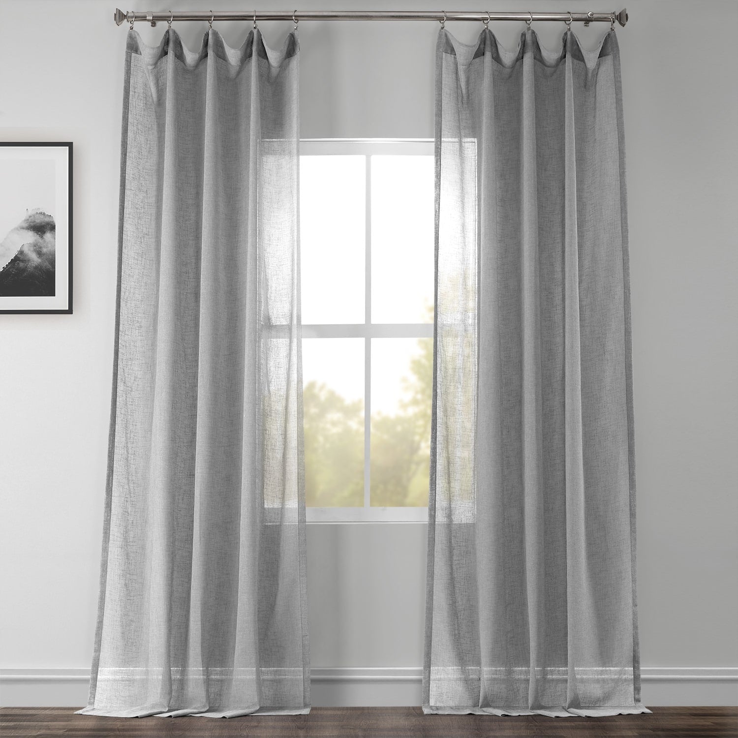 Exclusive Fabrics Nickel Faux Linen Sheer Curtain Panel