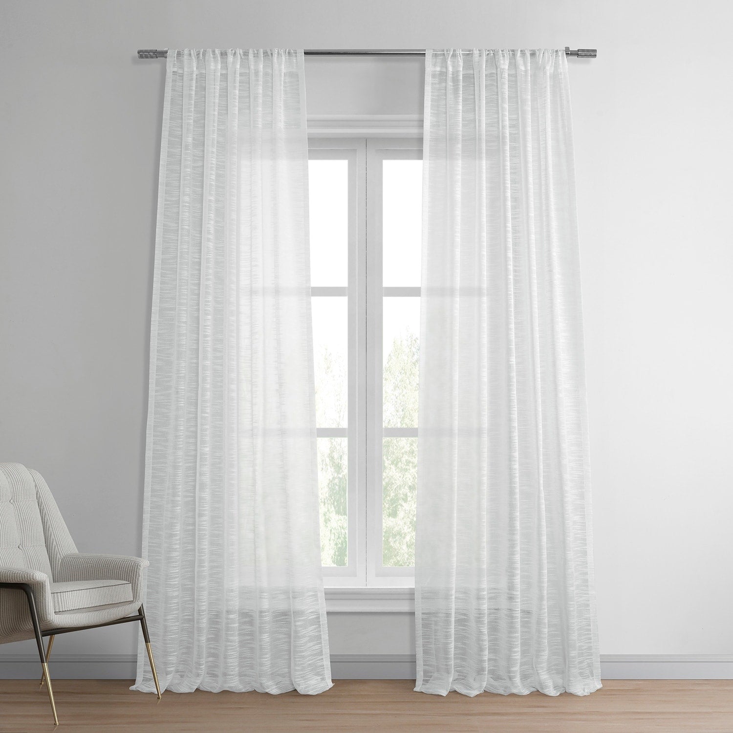 Exclusive Fabrics Open Weave Cinder Grey Linen Sheer Curtain Panel