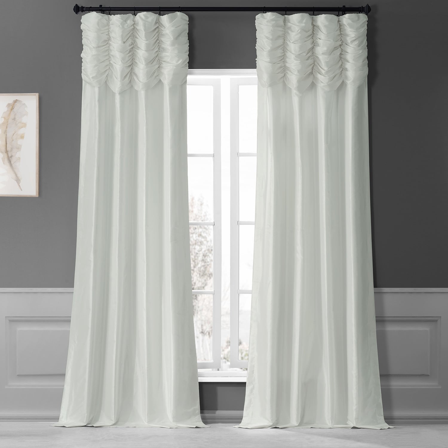 Exclusive Fabrics Ruched Faux Solid Taffeta Curtain