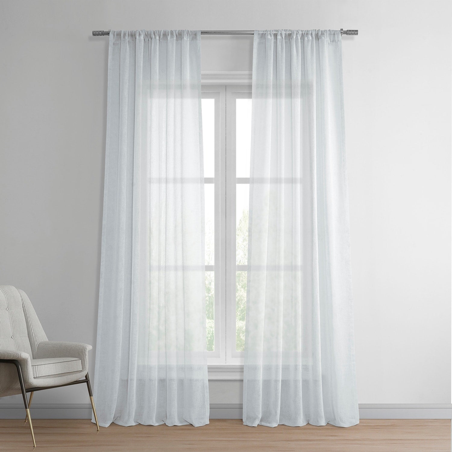 Exclusive Fabrics Solid Faux Linen Sheer Curtain Panel