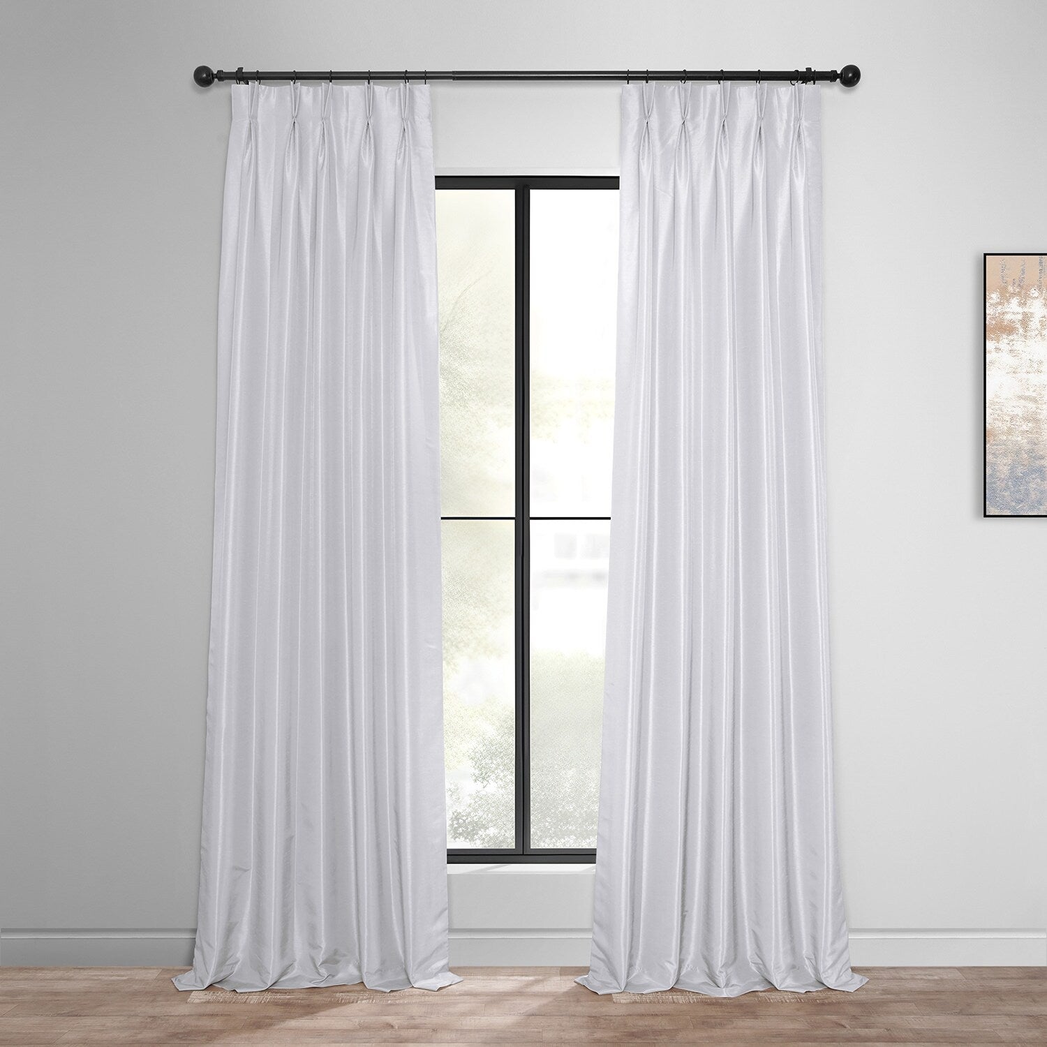 Exclusive Fabrics Signature Pinch Pleated Blackout Solid Faux Silk Curtain Panel