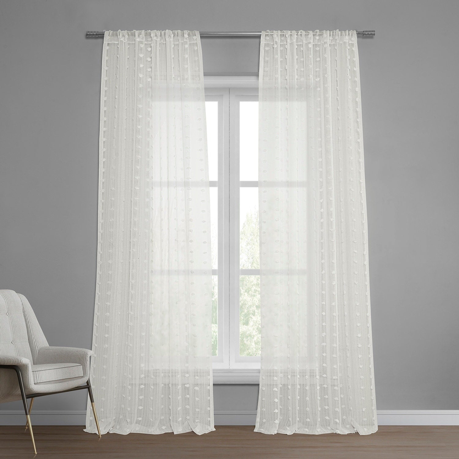 Exclusive Fabrics Strasbourg Dot Patterned Faux Linen Sheer Curtain