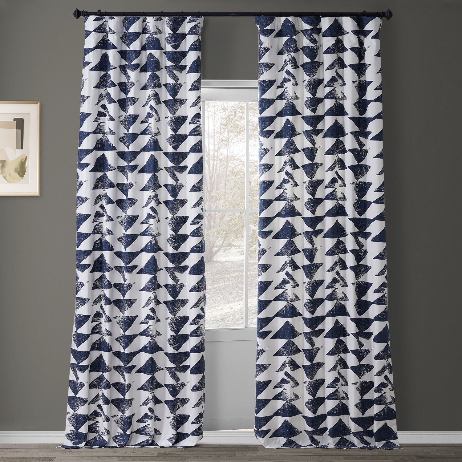 Exclusive Fabrics Triad Gold Printed Cotton Twill Curtain Panel
