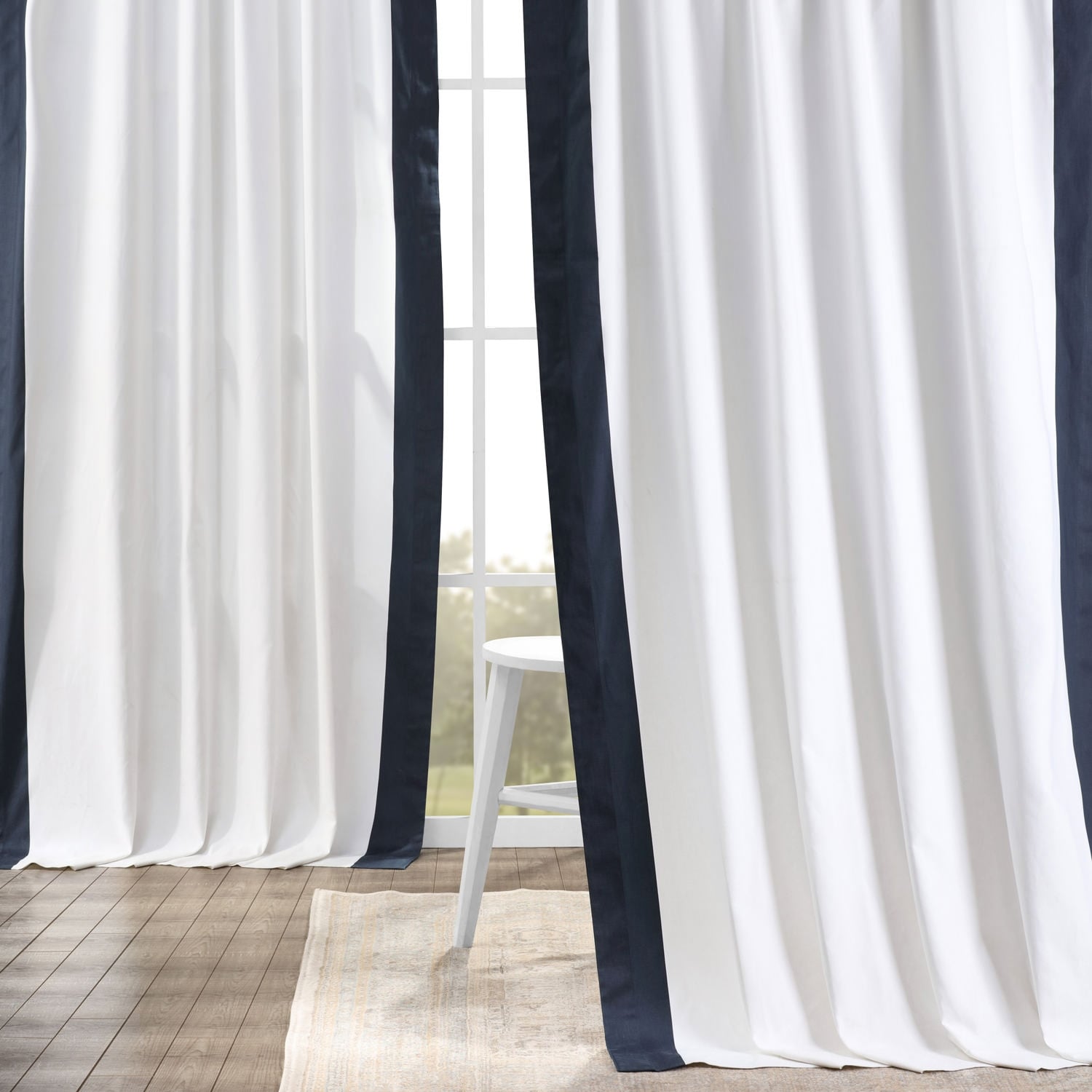 Exclusive Fabrics Vertical Colorblock Panama Curtain