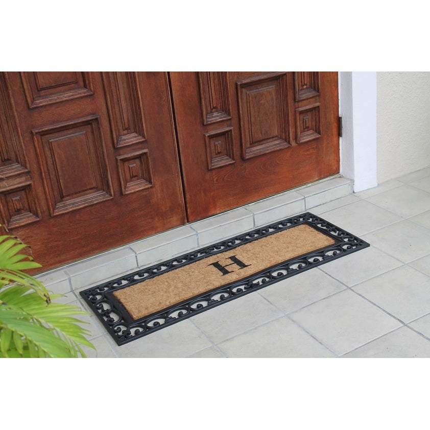 First Impression Exclusive Hand Crafted Myla Monogrammed Entry Doormat Large Double Door Size 17.7 X 47.25
