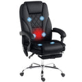 Executive Massage Office Chair Heated Computer Desk Chair With Adjustable Height And Footrest Black
