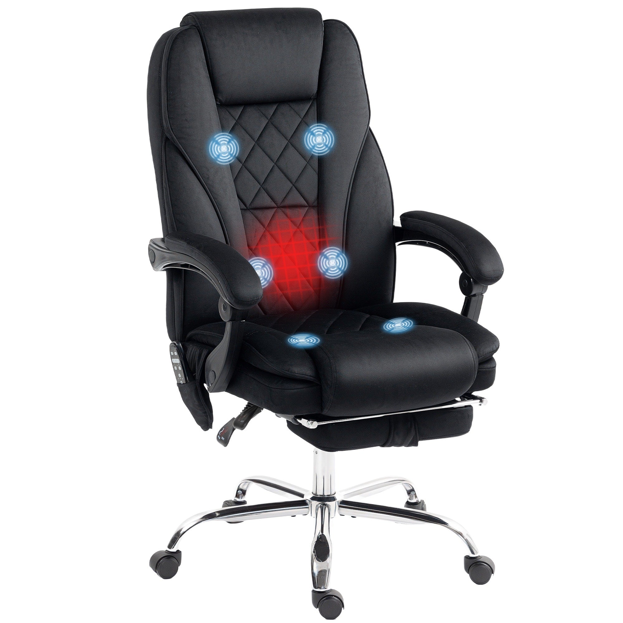 Executive Massage Office Chair Heated Computer Desk Chair With Adjustable Height And Footrest Black