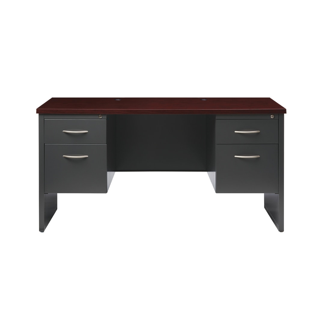 Executive Modular 24 X 60 Double Pedestal Credenza Charcoal Mah