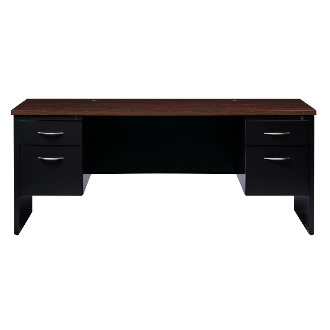 Executive Modular 24 X 72 Double Pedestal Credenza Black Walnut