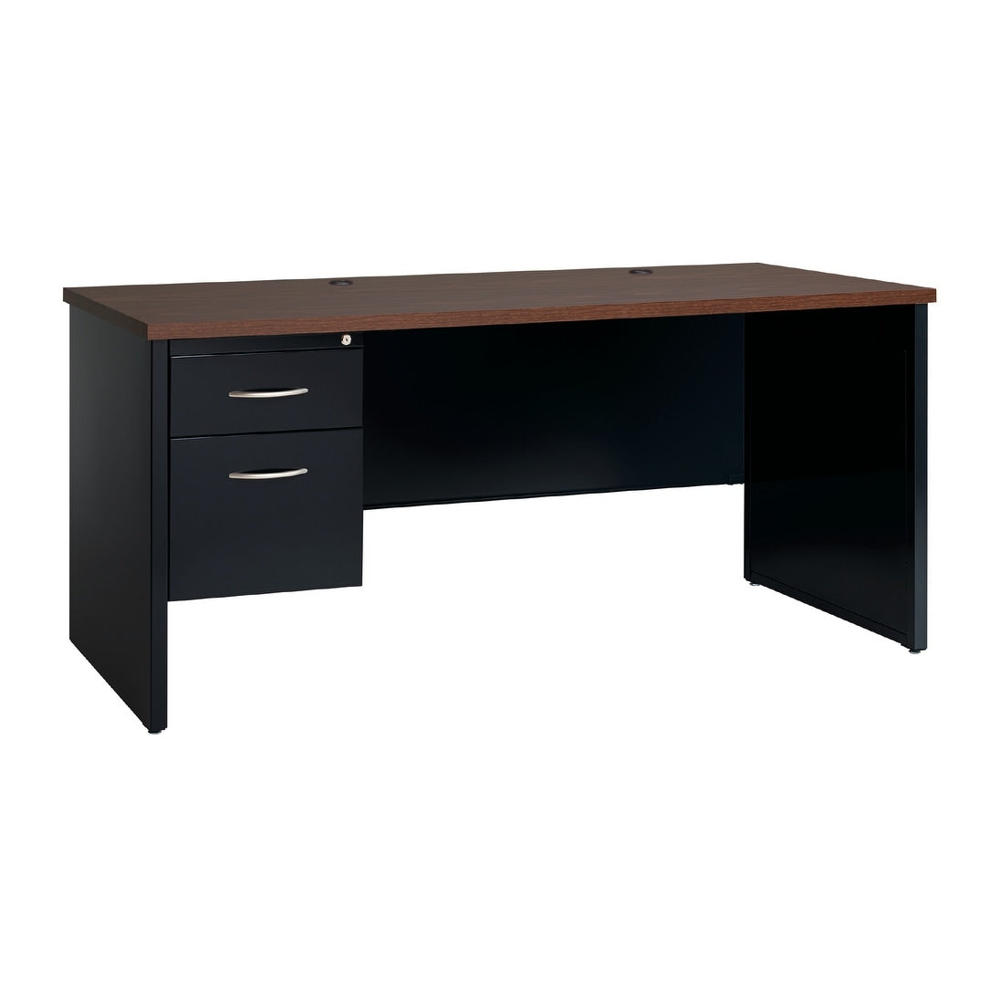 Executive Modular 24 X 72 Left Hand Pedestal Credenza Black Walnut