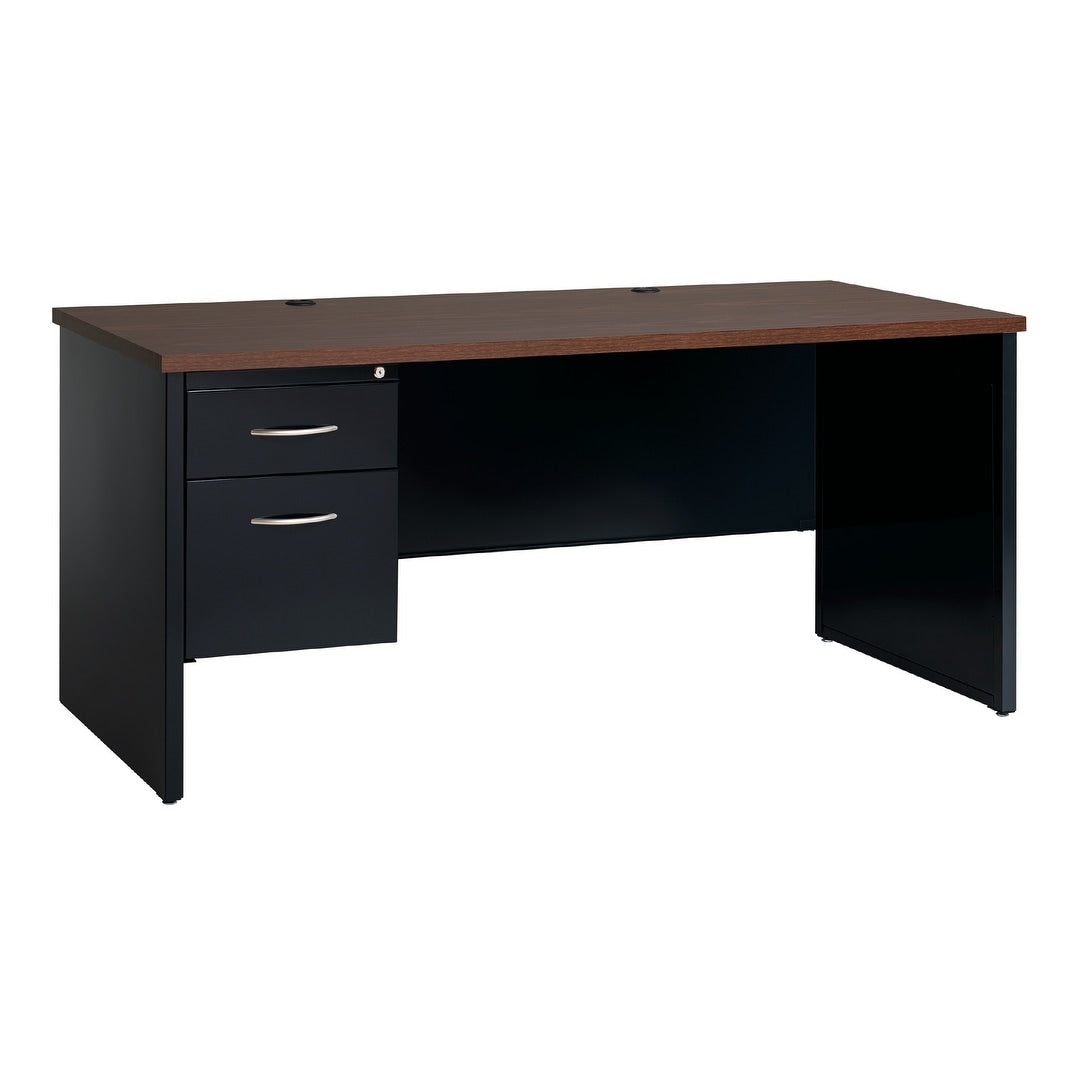 Executive Modular 30 X 66 Left Hand Single Pedestal Desk Black Walnut