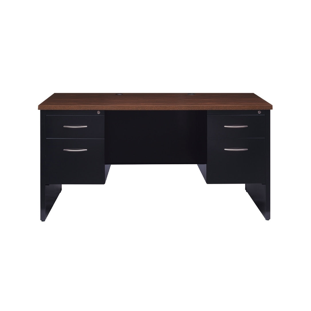Executive Modular 30 X 60 Double Pedestal Office Desk Black Walnut