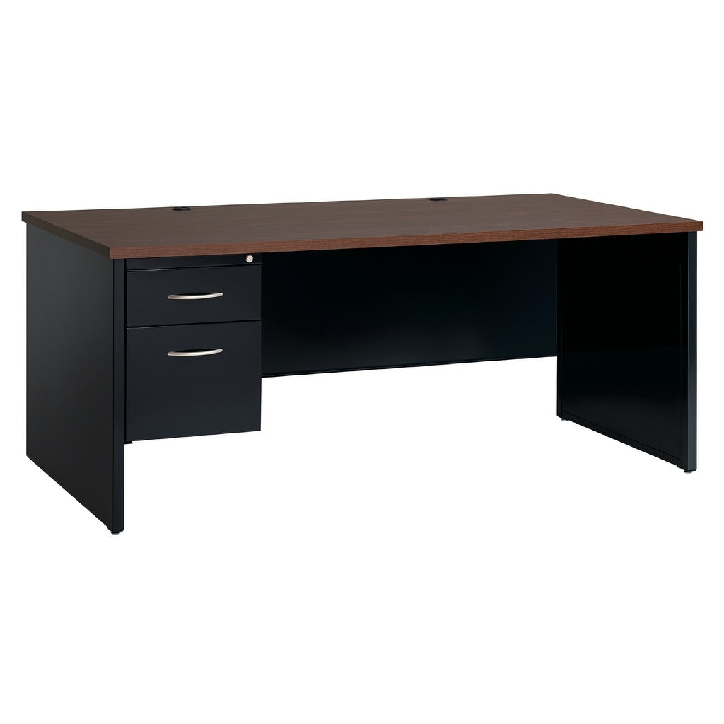 Executive Modular 36 X 72 Left Hand Single Pedestal Desk Black Walnut