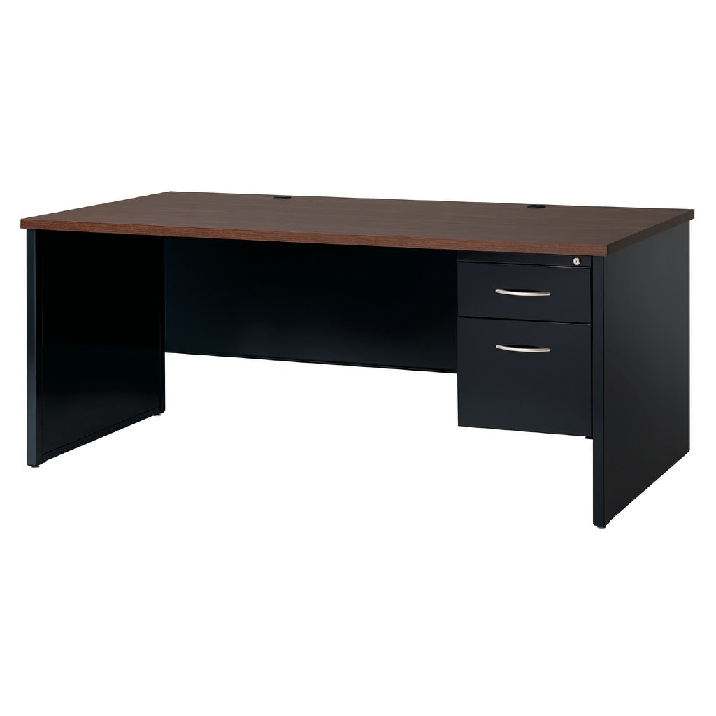 Executive Modular 36 X 72 Right Hand Single Pedestal Desk Black Walnut