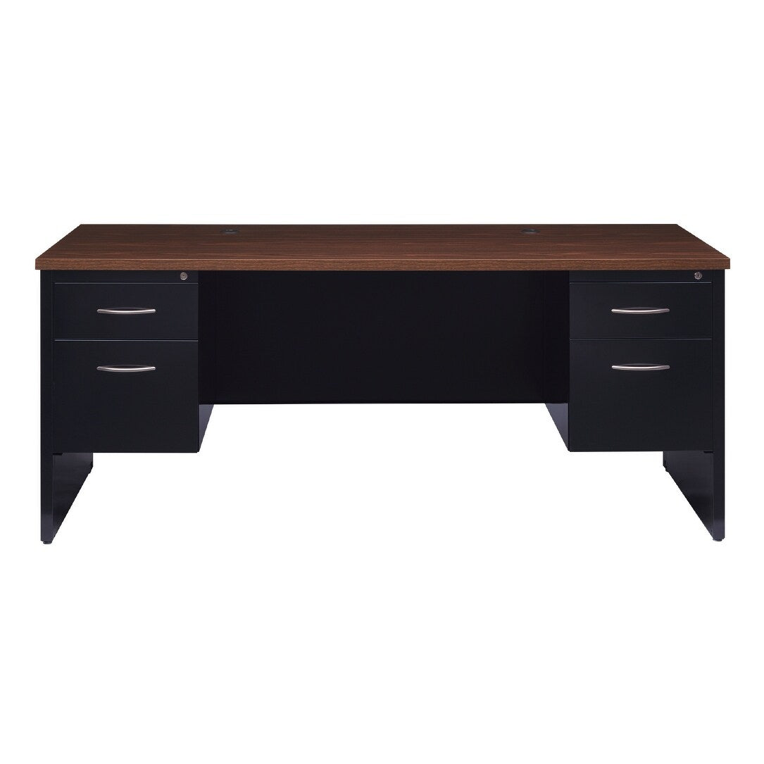 Executive Modular 36 X 72 Double Pedestal Office Desk Black Walnut