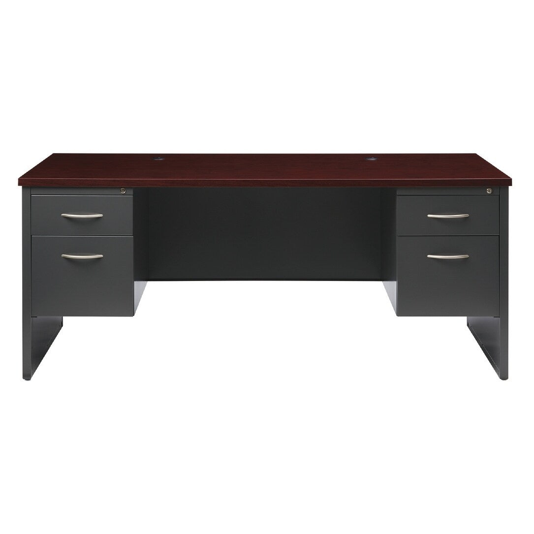 Executive Modular 36 X 72 Double Pedestal Office Desk Charcoal Mah