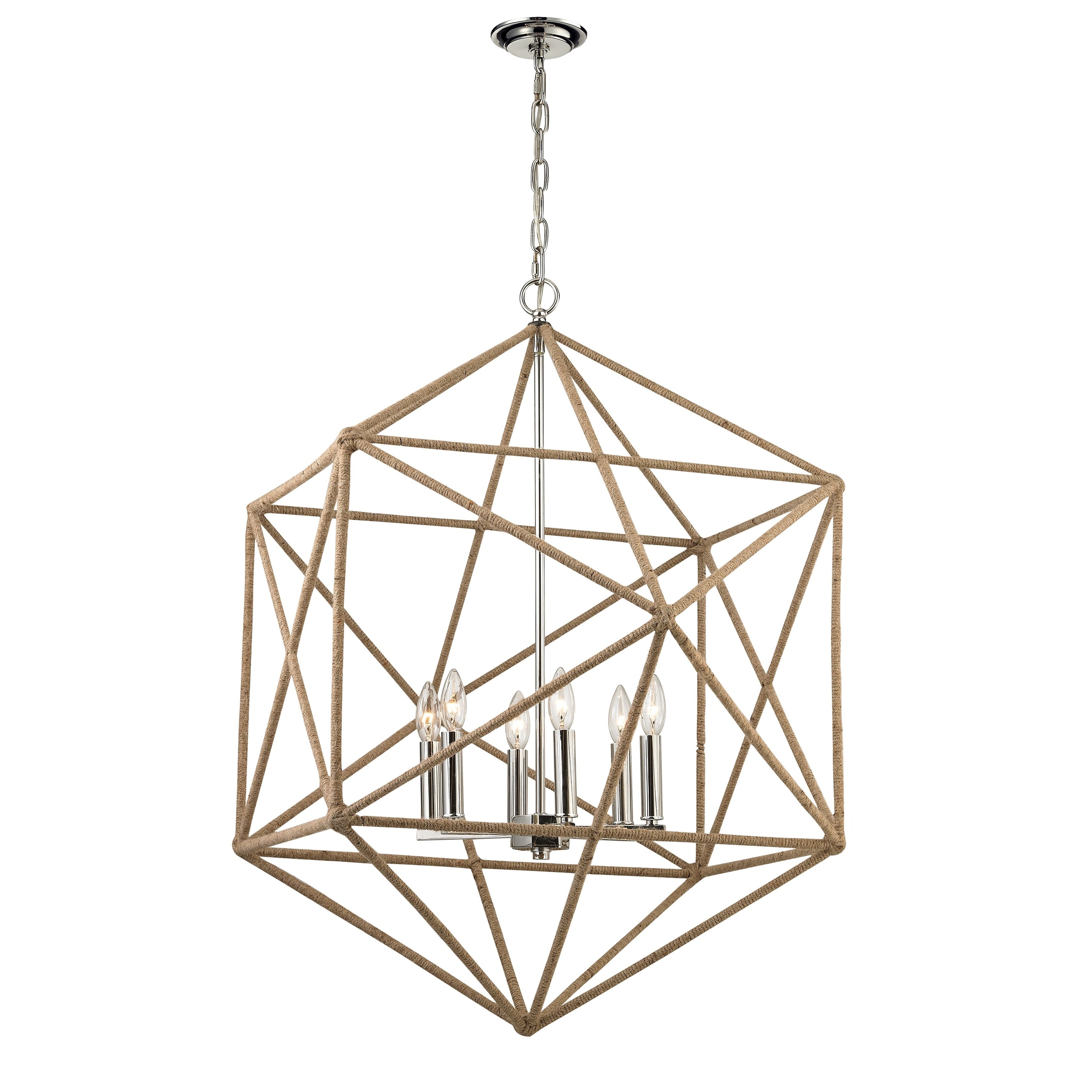 Exitor 34 Inch Wide 6 Light Chandelier In Polished Nickel 34In W X 34In D X 36In H