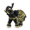 Exotic Black And Gold Finish Trunk Up Thai Elephant Statue 6 X 6.5 X 3 Inches