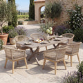 Expandable Aluminum Outdoor Dining Table With 6 Rope Woven Chairs