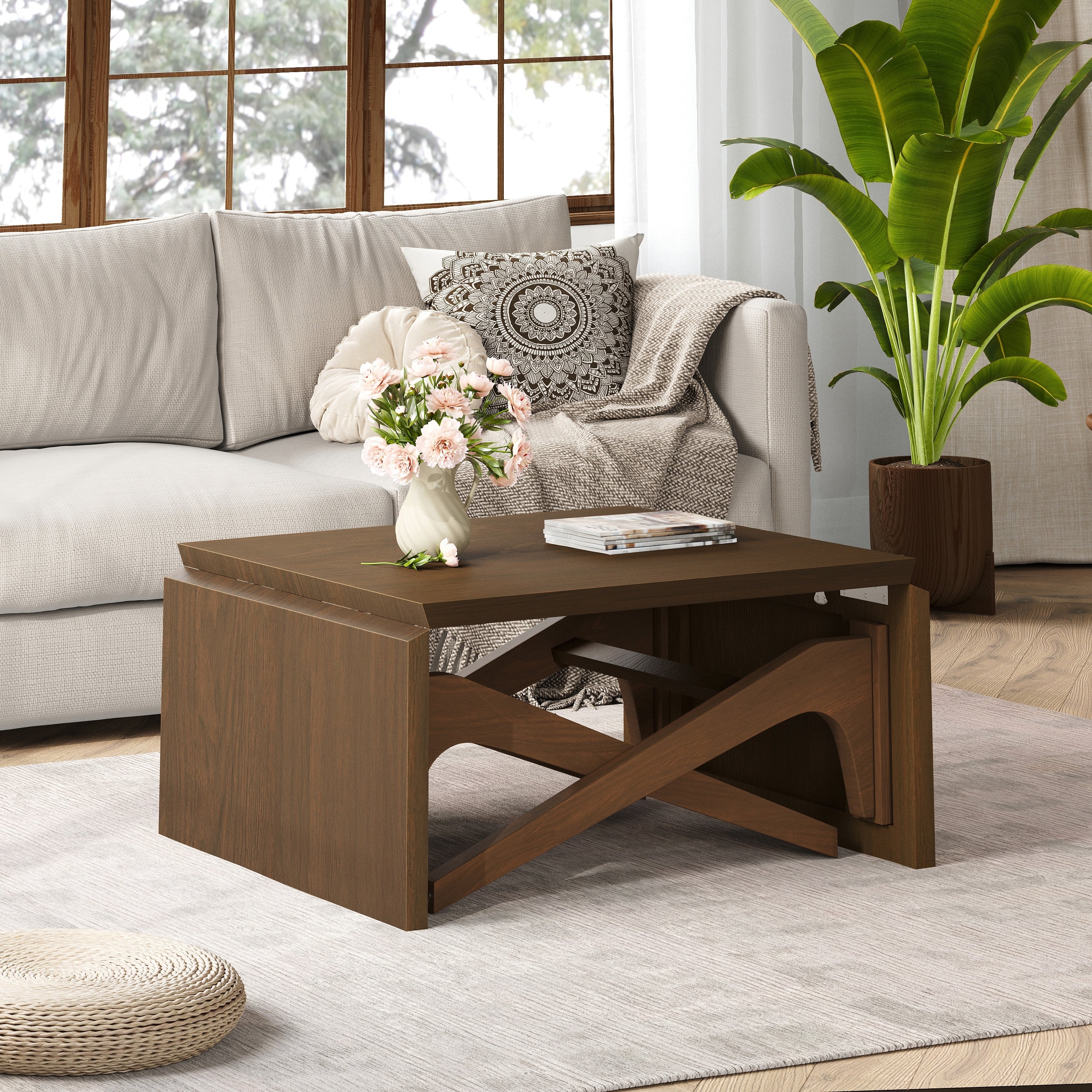 Expandable Coffee Table Side Table With Legs Walnut Sofa Table Center Table Accent Table Dining Table