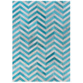 Exquisite Rugs Chevron Hide Turquoise White Leather Hair On Hide Rug 5 X 8