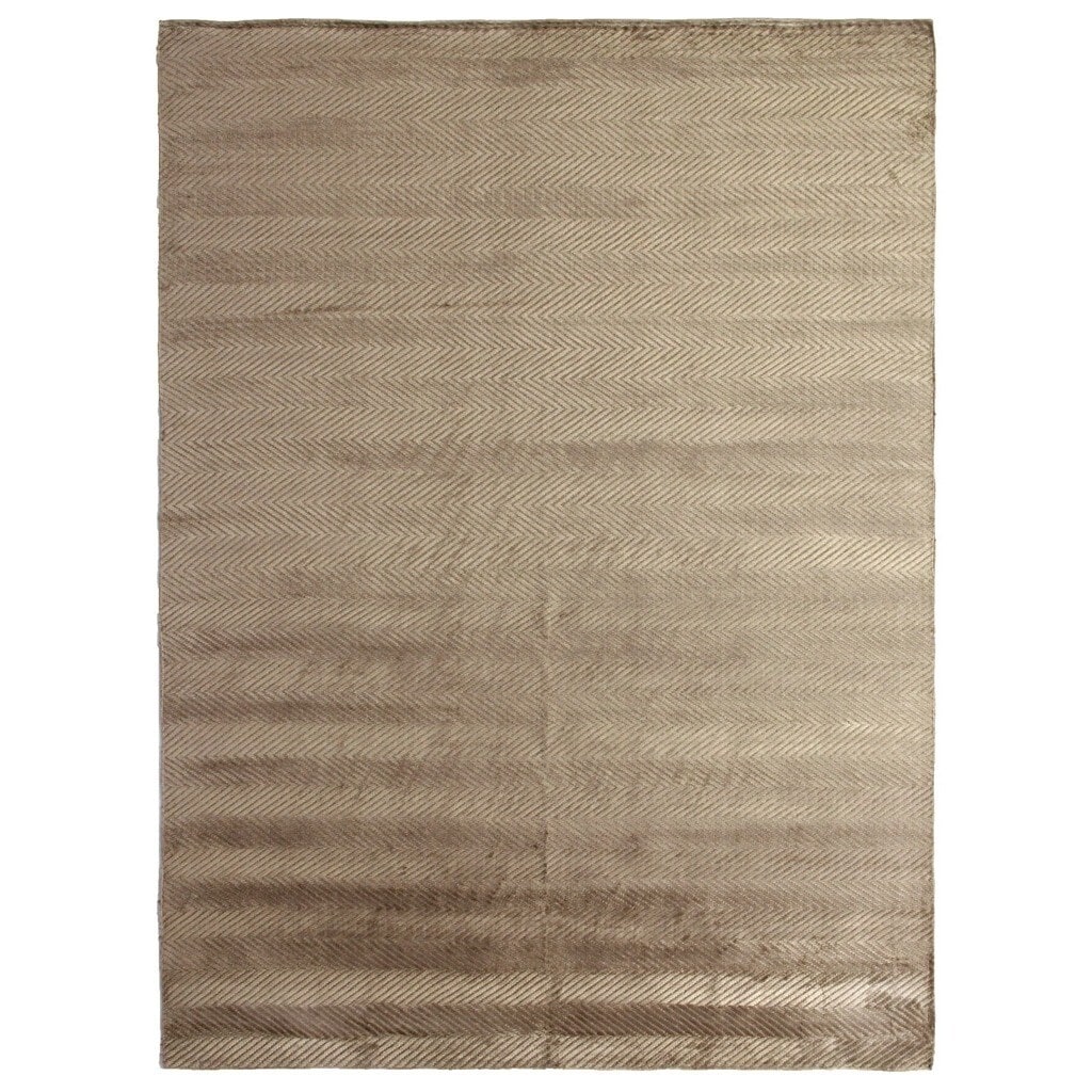 Exquisite Rugs Herringbone Khaki Viscose Rug 6 X 9